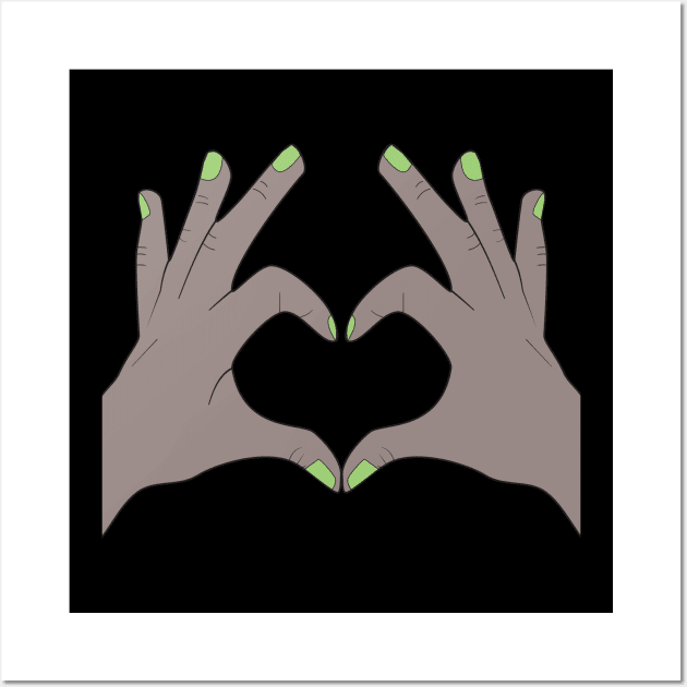 Hands Making Heart Shape Love Sign Language Valentine's Day Wall Art by Okuadinya